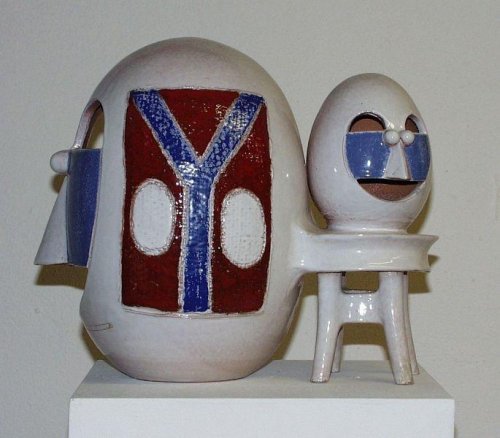 Ida Vaculková, Vejce a vajíčko, 1976, glazovaná keramika